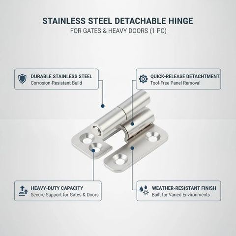 Beefy 304 Stainless Steel Detachable Hinge For Heavy Gates And Industrial Doors With Lift Off Pivot and corrosion-resistant build