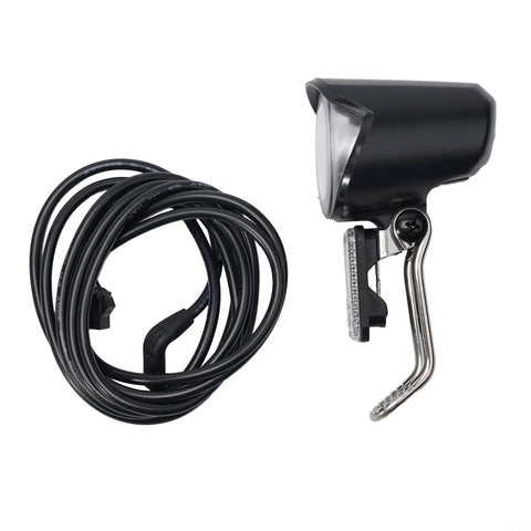 Heavy Duty E Bike Front Headlight 6-60V LED Spotlight With Black ABS Housing For Electric Scooters And Bikes Deliver Bright Long Range Beam You Need To Stay Safe Riding At Night, black ABS housing and cable