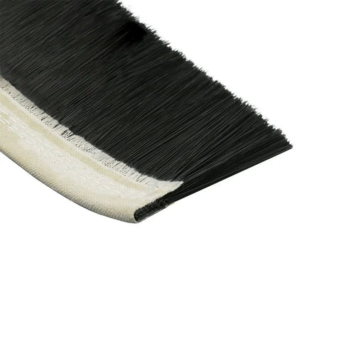 Close-up of Tough CNC Vacuum Brush Nylon Dust Cover And Strip Brush 1m x 100mm for engraving machines with adhesive strip.