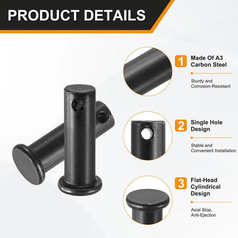 4 Pack M10x30mm Single Hole Clevis Pins Black For Quick Assembly And Rugged Rigging In Agriculture Aviation Construction Ship Fittings Furniture Projects And Heavy Duty Machinery Gear, black A3 carbon steel