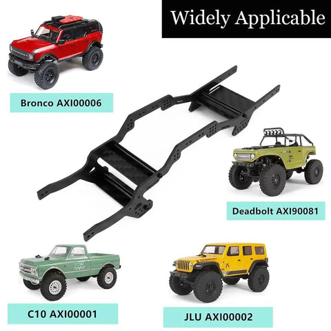 SCX24 Carbon Fiber Chassis Kit Frame Rails For Axial 1/24 C10 JLU Bronco Deadbolt RC Crawler Upgrade Part display with models