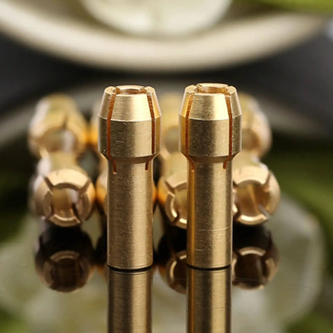 10 Pack Brass Collet Nut Adapters 3.2mm Replacement for Dremel Rotary Tools close-up, showcasing durable copper material