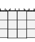 Double Bypass Glass Barn Door Kit With 10 Ft Hardware And Soft Close, 120 In Wide By 84 In Tall, Four 30x84 In Clear Tempered Glass Panels
