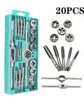 Professional Alloy Steel Tap Die Set In M3 To M12 Metric Sizes For Heavy Machining Jobs Build Strong Threads By Hand Or Machine With Tough Tools That Get The Job Done Smooth And Fast. 20-piece tap die set in plastic case, M3-M12 alloy steel