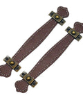 Two Pack Vintage Style PU Leather Cabinet Handles Zinc Alloy Drawer Pulls shown on white background.