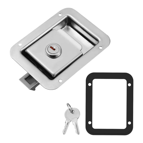 Heavy Duty Stainless Steel Paddle Lock With Key For RV Trailers And Doors Flush Mount Security Latch with gasket and keys