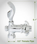 Heavy Duty 1/2 Inch Industrial Water Faucet Fountain Bubbler with chrome finish and 0.5 inch female threads, 6.1 inches tall.