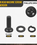Pan Head Machine Screws Assortment Kit M3 0.5x8 150 Pcs With Flat And Lock Washers Carbon Steel Black Finish