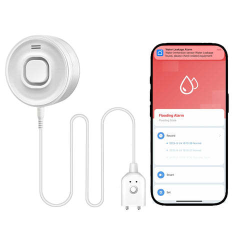 Smart WiFi Water Leak Detector With 100dB Alarm And App Alerts No Hub Needed 2.4G WiFi Tuya Compatible device with app display
