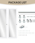 Package list for Heavy Duty 60 By 80 Inch White Preassembled Mirror Closet Door With Waterproof Wood Frame And Complete Slide Hardware Plus Matching Fascia.