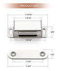 4 Pack Silver Magnetic Door Catch Set For Cabinets, Drawers And Cupboards, Brushed Satin Nickel Finish, product size dimensions.