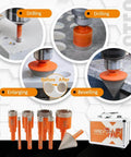 Dry Diamond Drill Bit Set BGTEC by Amazon; orange vacuum-brazed bits in sizes 6–35 mm and a 2-inch chamfer bit in a case