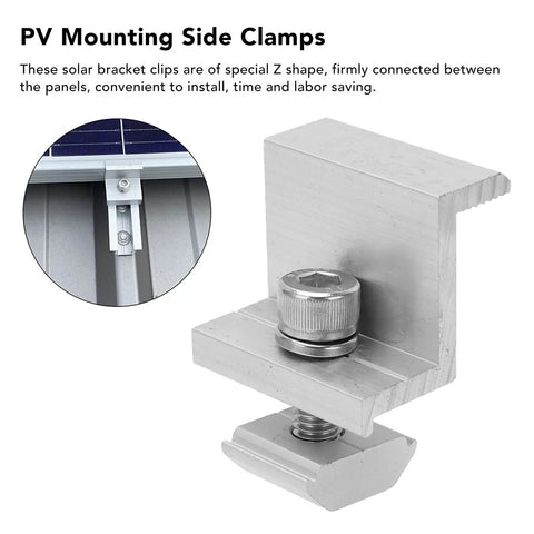 Heavy Duty Solar Panel Clamp Kit includes anodized aluminum Z bracket side clamp for easy solar panel installation.
