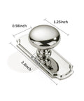 Five Pack Heavy Duty Polished Nickel Cabinet Knobs And Backplates, 1 25 Inch Center To Center, Built Like A Truck Zinc Alloy Vintage Drawer Pulls For Breezy Kitchen Refresh Upgrades. Close up of polished nickel knob with backplate dimensions.