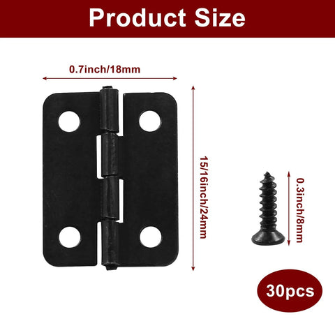 Mini Pure Copper Hinges 30 Pack Black Decorative Butt Hinges For Jewelry Boxes Cabinets Great Value DIY Replacement 24x18mm