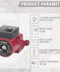 Three Quarter Inch Outlet Hot Water Recirculating Pump for Water Heater System, 110 To 120V, Three Speed, Low Noise