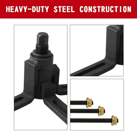 Crankcase Splitter Gearhead Tool with heavy-duty steel construction and 360-degree adjustable arms for engine maintenance.