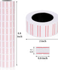 Stacked and single rolls of 30000 White Price Gun Labels On 60 Rolls For Pricing Like A Boss Pricemarker Stickers, with dimensions shown.
