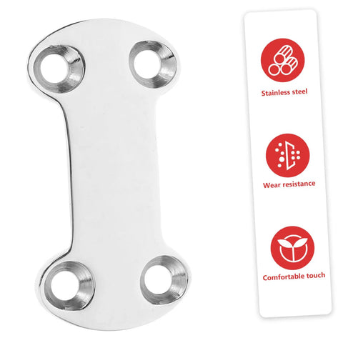 Heavy Duty Polished Fastener Plate Fixing Buckle With Multi Functional Design For Industrial Maintenance, DIY Projects And Pro Installations. Silver stainless steel with four mounting holes.