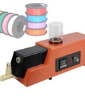 Killer Desktop 3D Filament Extruder Machine With 120 Watt Power And Adjustable Speed Settings, Bright LCD Control Panel, No Sweat Plastic Waste Upcycling For Fresh Spool Filament On Your Sweet Maker Desk, orange body, viewing window, thread output.