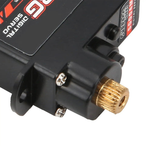 Top Shelf RC Digital Servo Kit With 4.3g Torque Reinforced Metal Gears close-up view showing coreless motor and metal gears.