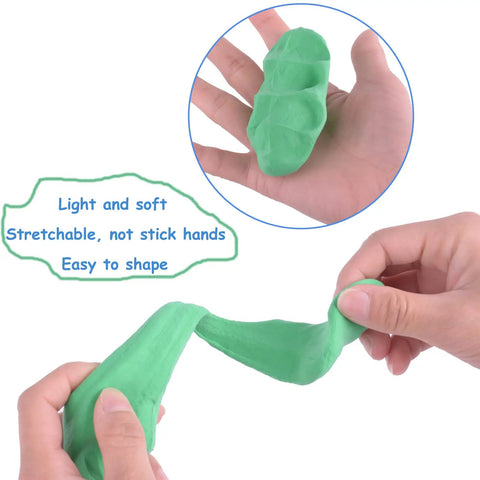 Green clay from Colorful Clay Kit With 24 Colors And 3 Sculpting Tools No Bake Mess Free Craft Set For Kids And Adults, easy to shape