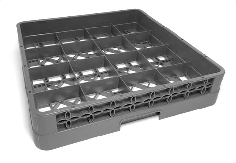 Built Tough Commercial Glass Cup Rack With Sixteen Compartments Dishwasher Safe Design Heavy Duty Storage For Busy Restaurants No Sweat Kitchen Organization In Gray, showing six compartments.