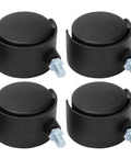 Rcniso Silent Furniture Caster Set with Smooth Bearing for Cabinet Cart in black, features 360-degree rotation, set of four.