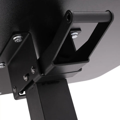 Close-up view of Premium Adjustable Height Standing Desk With Smooth Foot Pedal Operation's sturdy metal frame and handle.