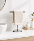 Standing 13 Inch T Shape Towel Bar Rack Stand Made From SUS304 Stainless Steel With Brushed Finish Rust Resistant Towel Holder in bathroom