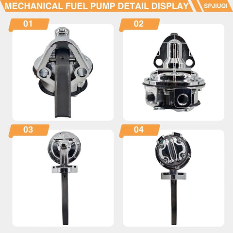 High Volume Mechanical Fuel Pump For Ford Small Block V8 221 260 289 302 351W Chrome, 80-150 GPH, 6-8 PSI, 1/4-inch NPT