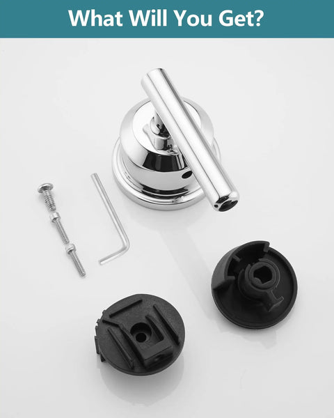 Replacement Lever Handle Kit For Moen Posi Temp And Chateau Faucets Chrome Finish, screws, and fittings on white background