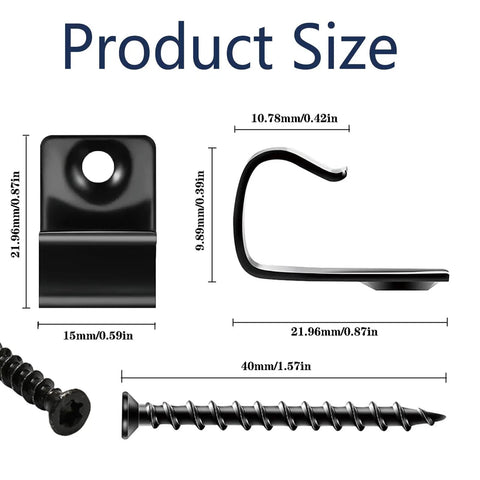 Top Tier Stainless Steel Hidden Deck Starter Clips 50 Pack With Star Drive Screws For Smooth Composite Decking Layout and detailed product dimensions.