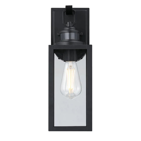Super Practical Traditional One Light Outdoor Wall Fixture With Motion Sensor Dusk To Dawn Sensor Matte Black Clear Glass Lantern