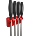 Magnetic Pry Bar Holder With Four Slots And Mounting Holes Low Profile Non Marring TPEE Design for organizing pry bars.