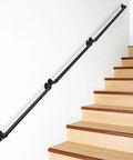 Heavy Duty 3 Pack Wall Mounted Pipe Handrail For Staircases And Porch Steps Black Galvanized Steel grab bars installed on stairs.