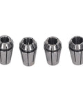 Top Tier 4-Piece Spring Steel Collet Chuck Kit For Boring And Milling Jobs With Insane Accuracy Under 0.0003 Inch Runout, four high-quality collet chucks.