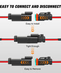 Diagram showing 2 Pin DT Waterproof Electrical Connectors Kit 16AWG With Male And Female Plugs And Heat Shrink Butt Terminals