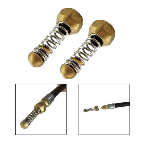 2 Pieces Sewer Jetting Nozzle Set With Spring Head For Drain And Pipe Cleaning, Stainless Steel, Rust Resistant, G1 8 Female Thread, 3 Rear Holes And 1 Forward Hole, Flexible Spring, Ideal Pressure Washer Spare Part on hose