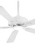 Contractor LED Ceiling Fan 52 Inch With Five White Blades In White Finish, Dimmable 16W LED Light Module, Remote Control Included, Etched Lens
