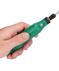 Rugged Mini Electric Grinder With Three Adjustable Speeds For Smooth Sanding Carving And Polishing held in hand, green ergonomic design.