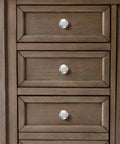 Top Shelf 10 Pack 1-1/4 Inch Heavy Duty Solid Round Cabinet Knobs Polished Nickel on wooden dresser drawers.