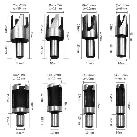 Premium 8 Piece Wood Plug Cutter Drill Bit Set Titanium Coated High Carbon Steel Go To Tool For Dowel Making In Woodworking