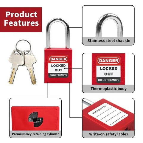 2 Pack Lockout Tagout Locks with Red LOTO Tags Kit featuring keyed alike safety padlocks, keys, and OSHA compliant danger tags
