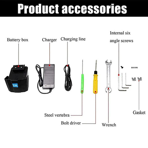Portable Handheld Electric Strapping Machine Hot Melt Welding Banding Tool accessories including battery, charger, tools.