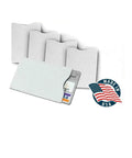 Set of RFID Blocking Credit Card Sleeves For Wallet And Purse, Anti Skimming Protection For Debit Cards, with Made in USA label.