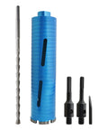 Diamond Core Drill Bit Kit 2-1/2 Inch, 10 Inch Drilling Depth, 5/8-11 Thread, Includes Pilot Bit and SDS Plus and Hex Adapters