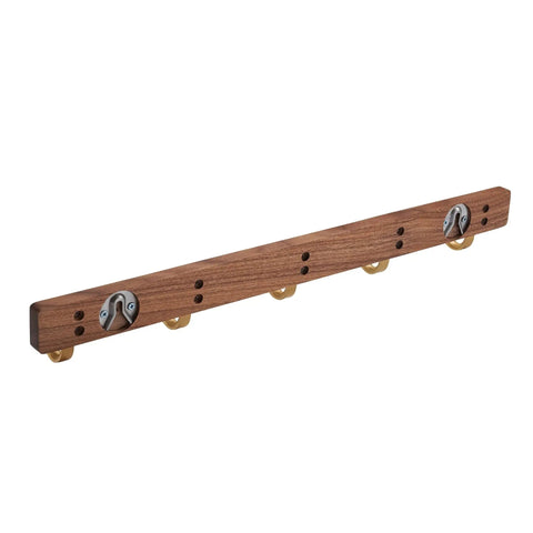 Straight Up Solid Wall Mounted Coat Rack With Five Steel Hooks For Slick Entryway Organization Holds Coats Jackets Keys Umbrellas And Daily Grind Essentials, wooden with gold hooks.