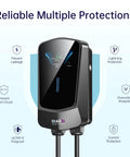 Level 2 EV Charger for Home Use With 14-50 Plug 40A High Current Output 25ft Cable showing protections and display