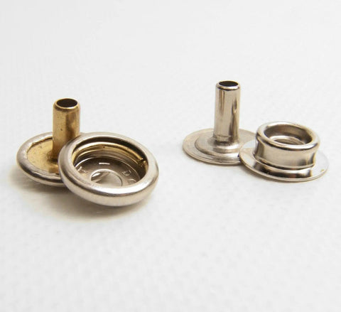 Longer Post Snap Fasteners For Leather And Thick Fabrics Or Carpet By DOT Brand Nickel Plated Brass Set